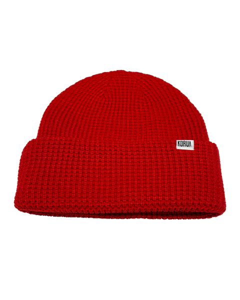 Red Waffle Beanie